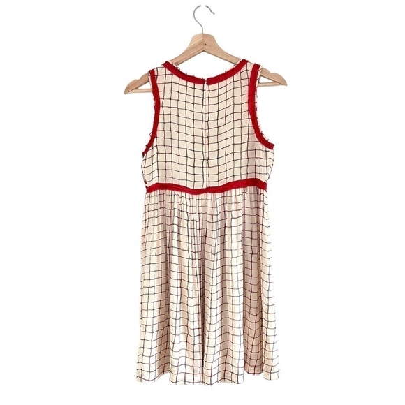 Anthropologie Vineet Bahl Stitched Avani Embroidered Detail Dress Cream Red SP - Picture 7 of 16